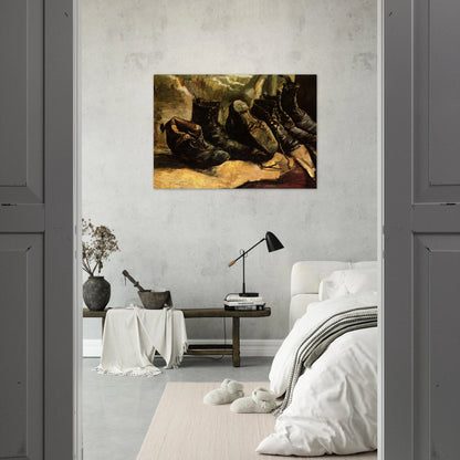 Three Pairs of Shoes - Vincent van Gogh Brushed Aluminum Print - 70x100 cm / 28x40 inches | Vincent van Gogh Aluminum Print | Vincent van Gogh Prints
