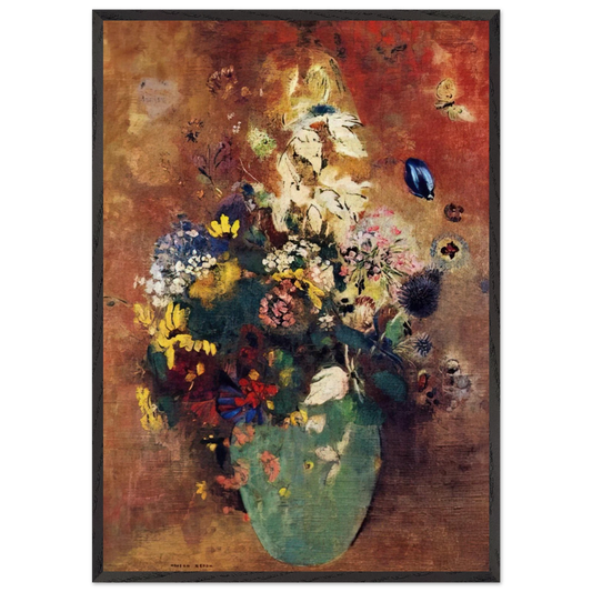 GREEN VASE - Odilon Redon 70x100 cm / 28x40 inches Framed Art Print – Black Wooden Frame