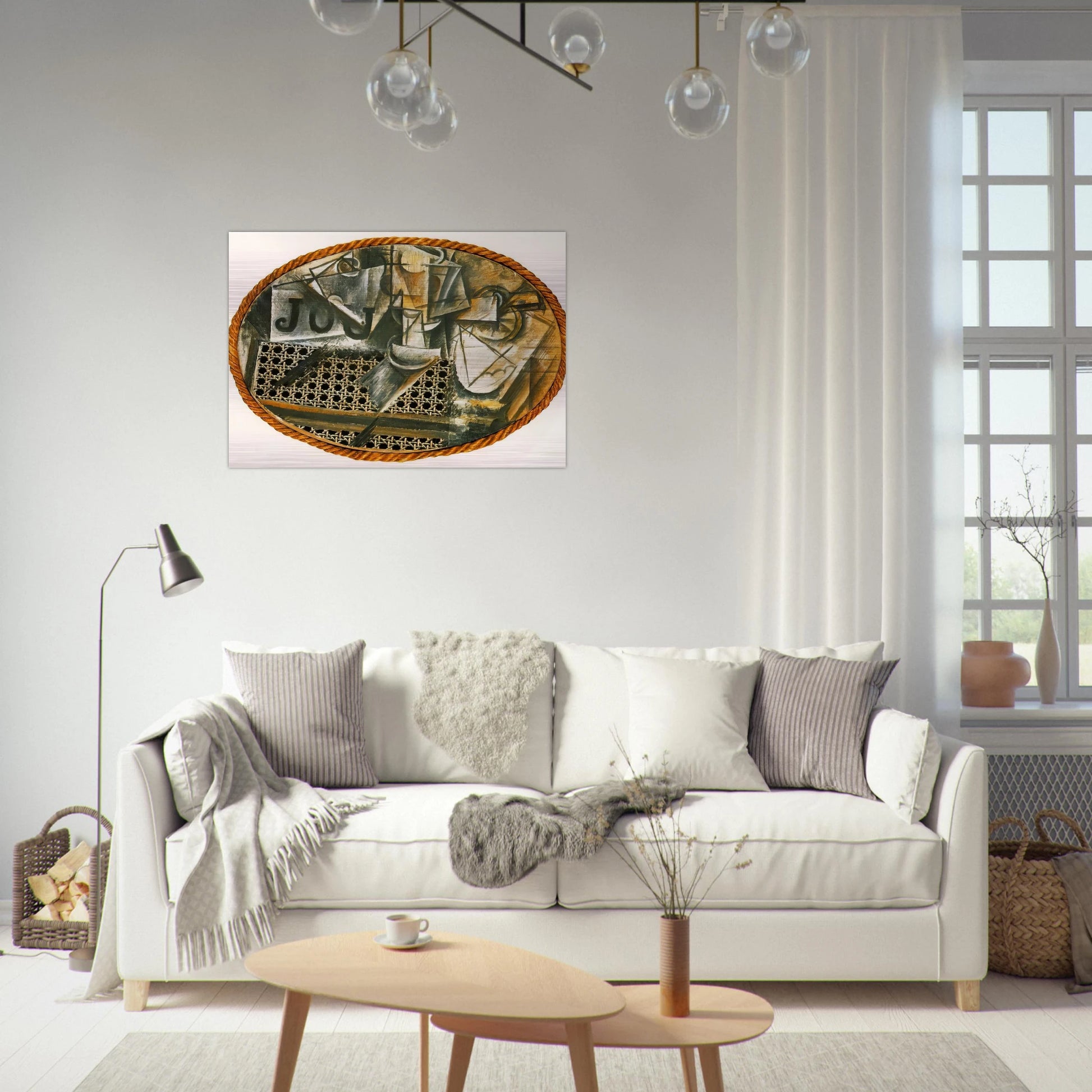 Still Life with Caned Chair - Pablo Picasso Brushed Aluminum Print - 70x100 cm / 28x40 inches | Pablo Picasso Aluminum Print | Pablo Picasso Prints