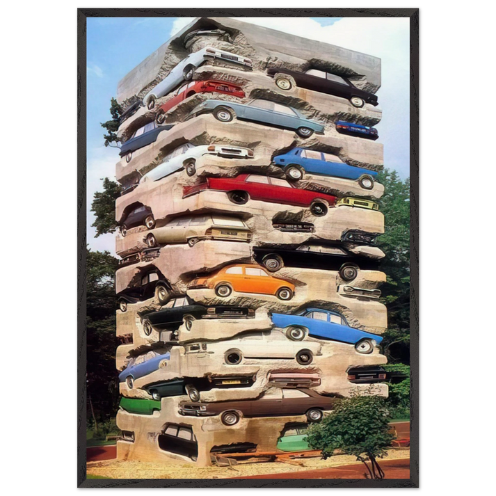 Long-term parking - 1982 - Arman 70x100 cm / 28x40 inches Framed Art Print – Black Wooden Frame