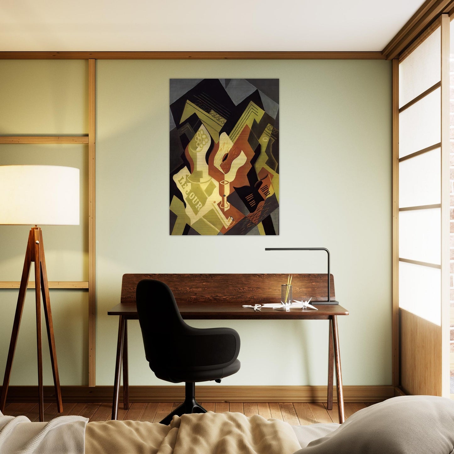 GUITAR AND FRUIT DISH - Juan Gris Brushed Aluminum Print - 70x100 cm / 28x40 inches | Juan Gris Aluminum Print | Juan Gris Prints