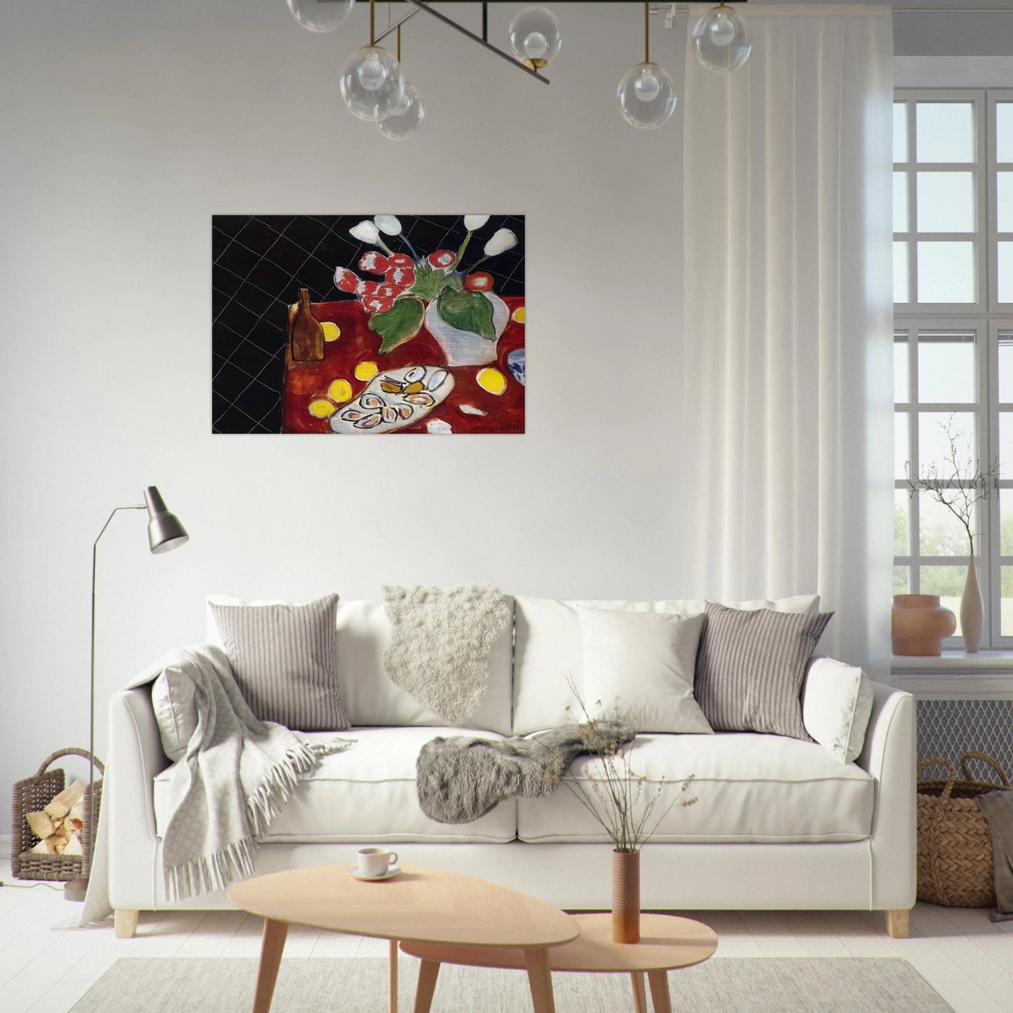 TULIPS AND OYSTERS ON A BLACK BACKGROUND 1943 - Henri Matisse Brushed Aluminum Print - 70x100 cm / 28x40 inches | Henri Matisse Aluminum Print | Henri Matisse Prints