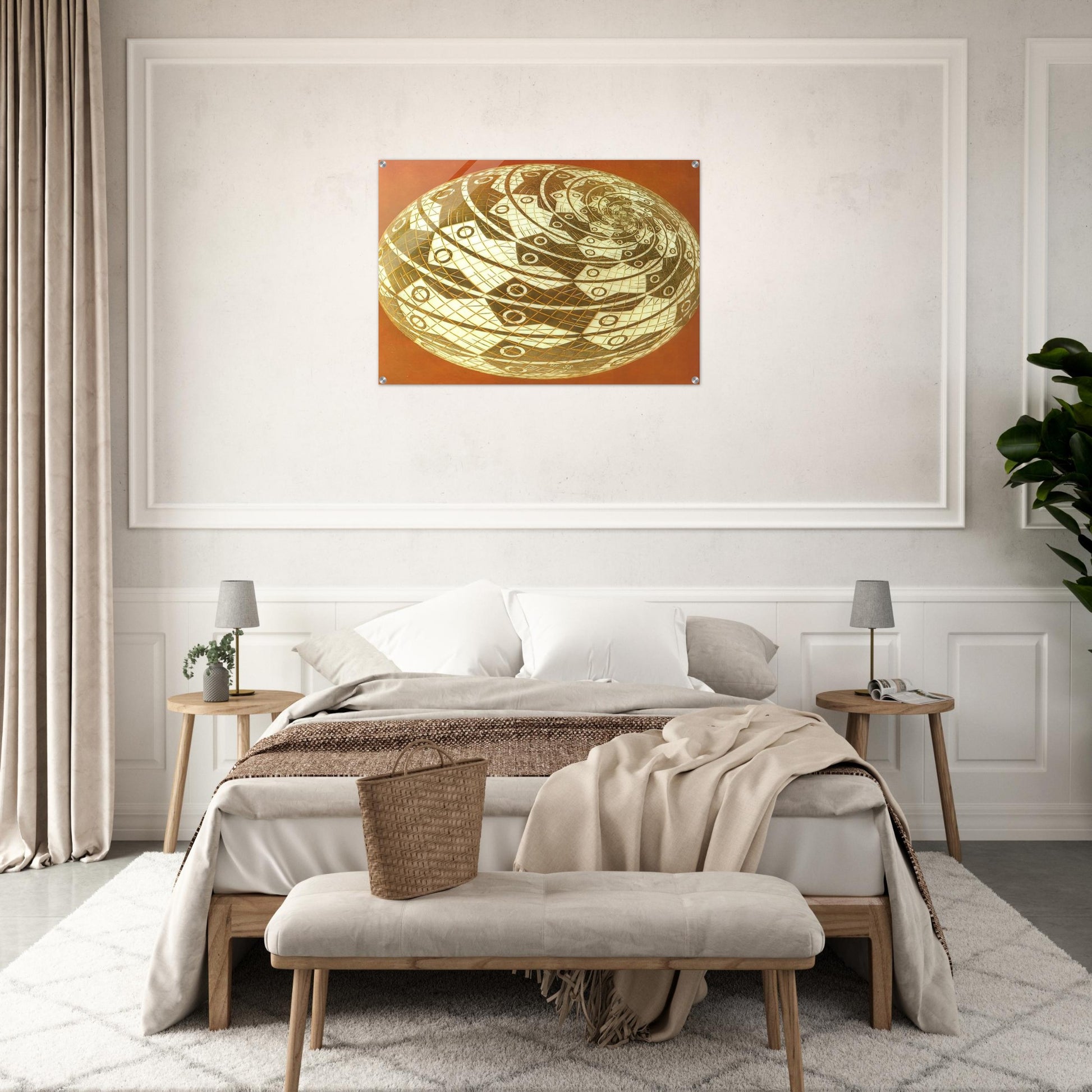 SPHERE SURFACE WITH FISHES COLOUR - MC Escher Acrylic Print - 70x100 cm / 28x40″ inches | Maurits Cornelis Escher Prints
