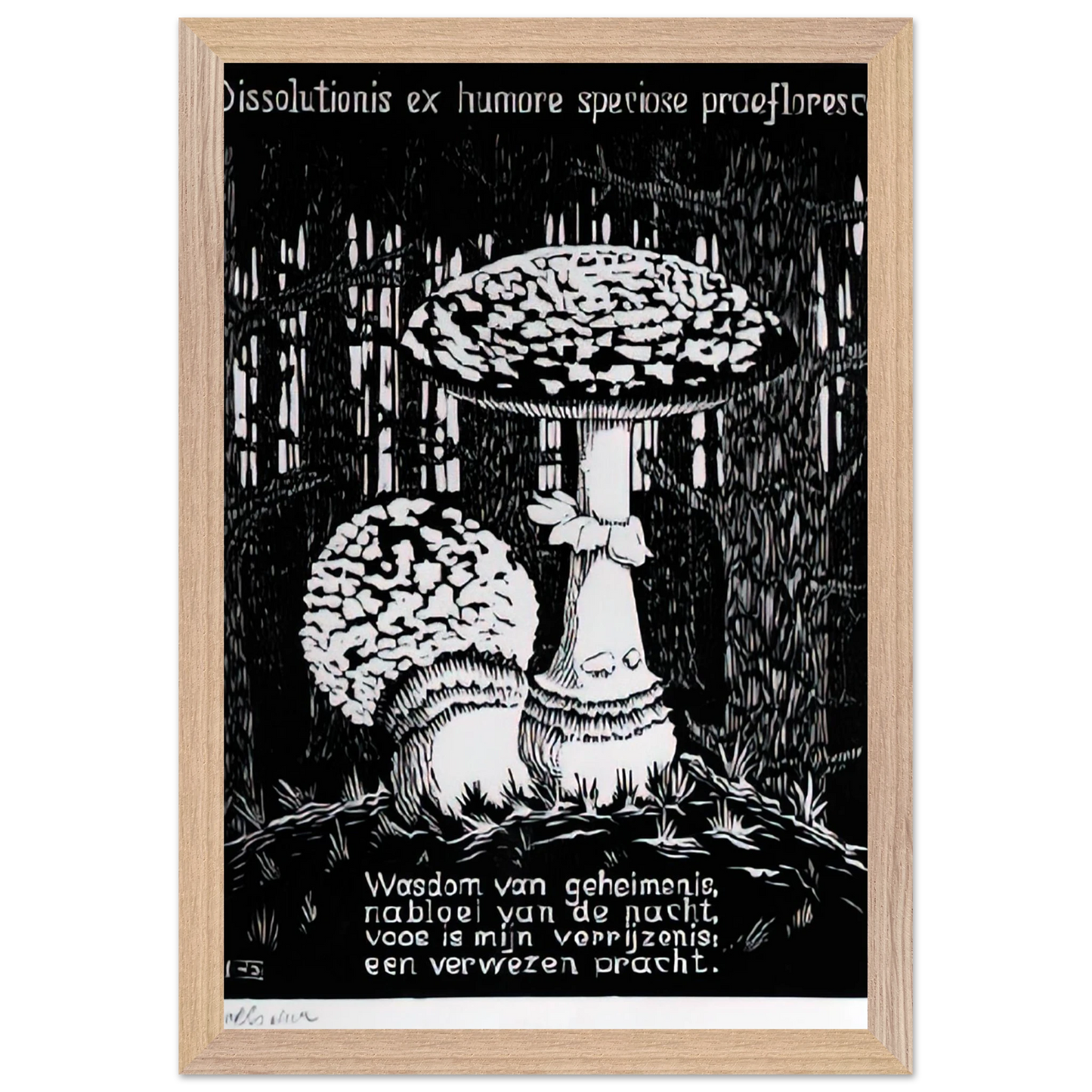 MC Escher - EMBLEMATA TOADSTOOL Wall Art - 60x80 cm / 24x32 inches - Premium Wooden Framed Poster With Fine Art Paper-canvas - Black frame