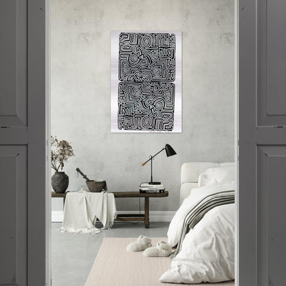 LABYRINTH 1989 - Keith Haring Brushed Aluminum Print - 70x100 cm / 28x40 inches | Keith Haring Aluminum Print | Keith Haring Prints