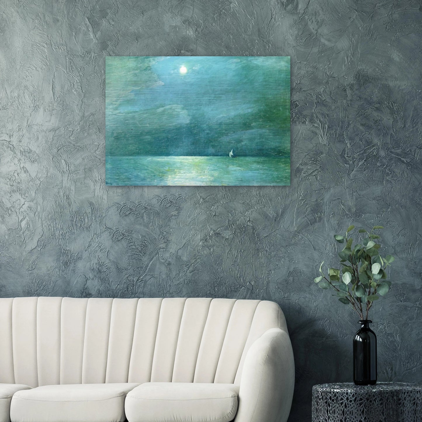 Moonlight on the Sound - Childe Hassam Brushed Aluminum Print - 70x100 cm / 28x40 inches | Childe Hassam Aluminum Print | Childe Hassam Prints