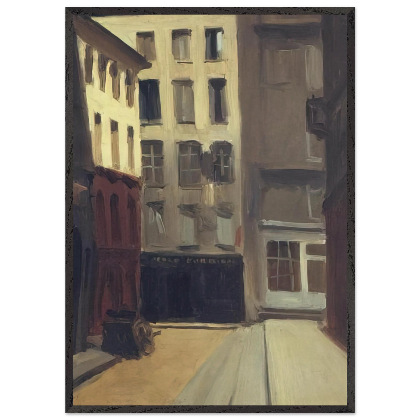 Paris Street - Edward Hopper 70x100 cm / 28x40 inches Framed Art Print – Black Wooden Frame