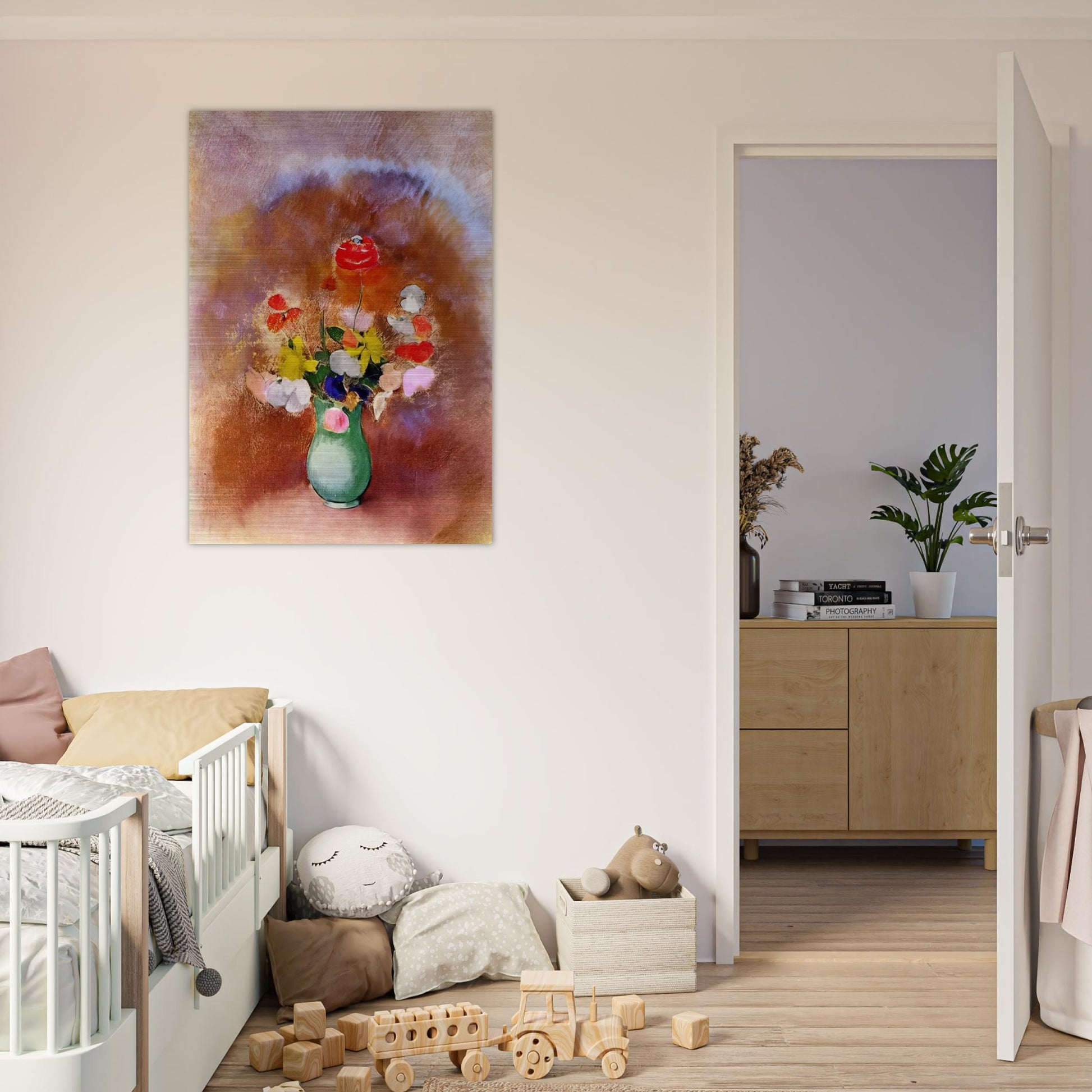 POPPIES IN A VASE - Odilon Redon Brushed Aluminum Print - 70x100 cm / 28x40 inches | Odilon Redon Aluminum Print | Odilon Redon Prints