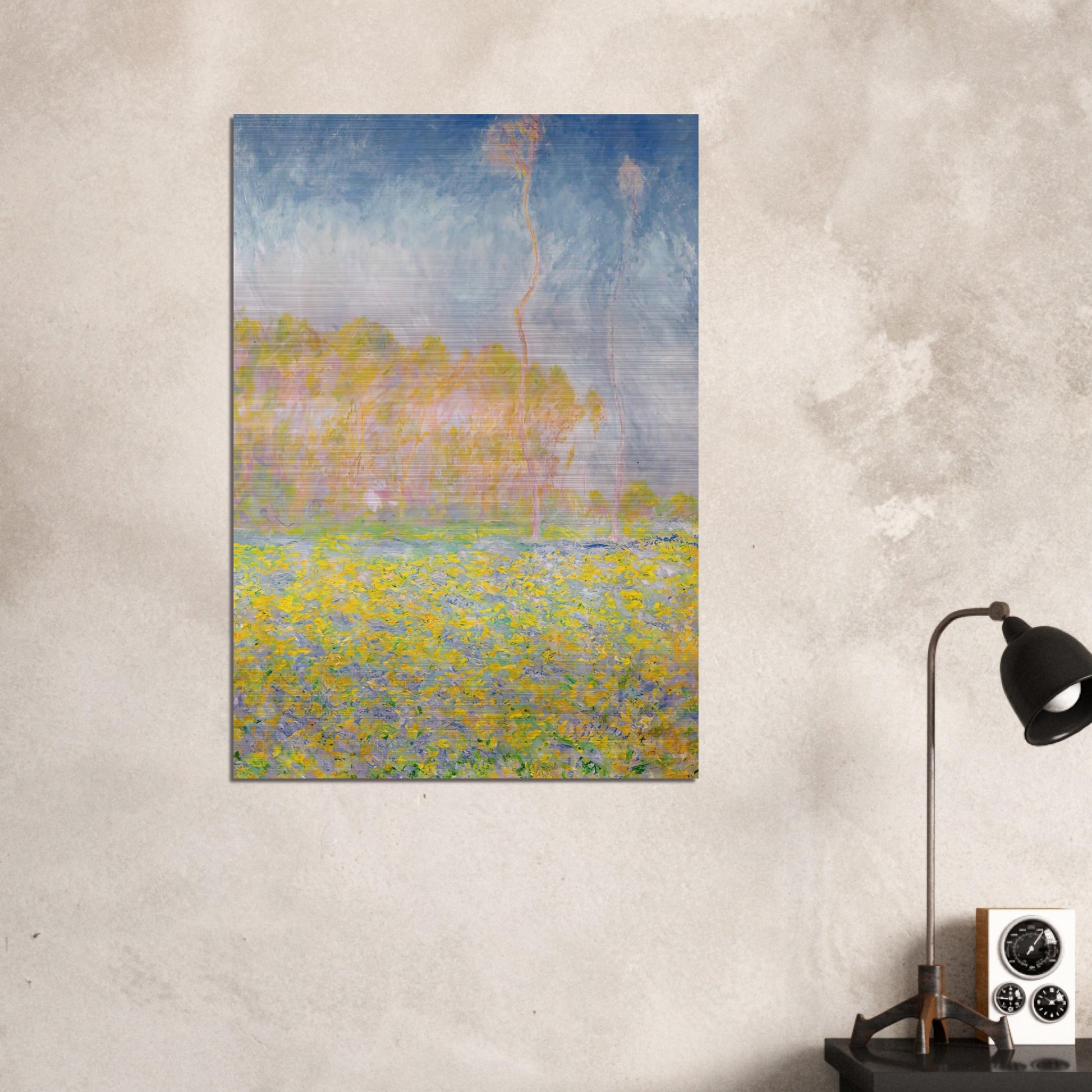 Springtime Landscape - claude monet Brushed Aluminum Print - 70x100 cm / 28x40 inches | claude monet Aluminum Print | claude monet Prints