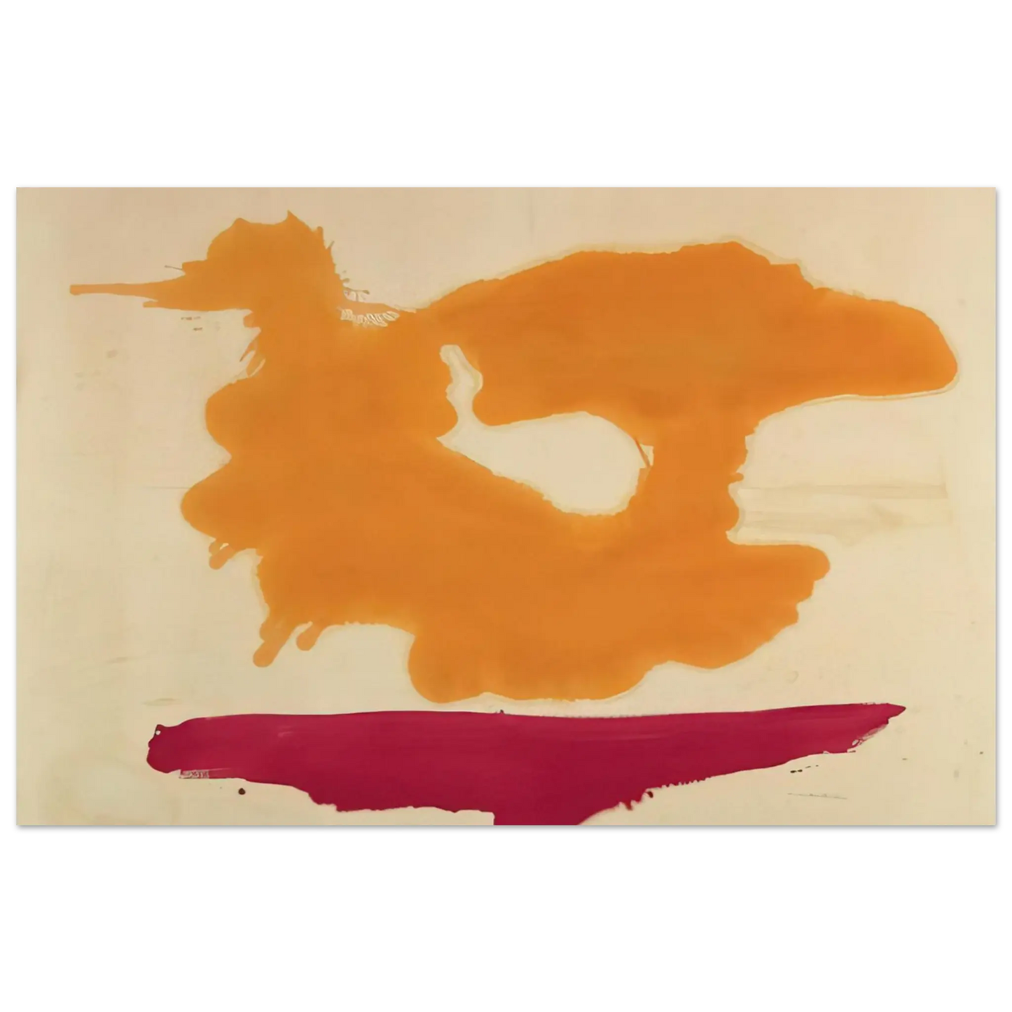 Helen Frankenthaler - Only Orange - 1963 Wall art - 30x40 cm / 12x16 Inches - Premium Wooden Framed Poster With Fine Art Paper - White frame