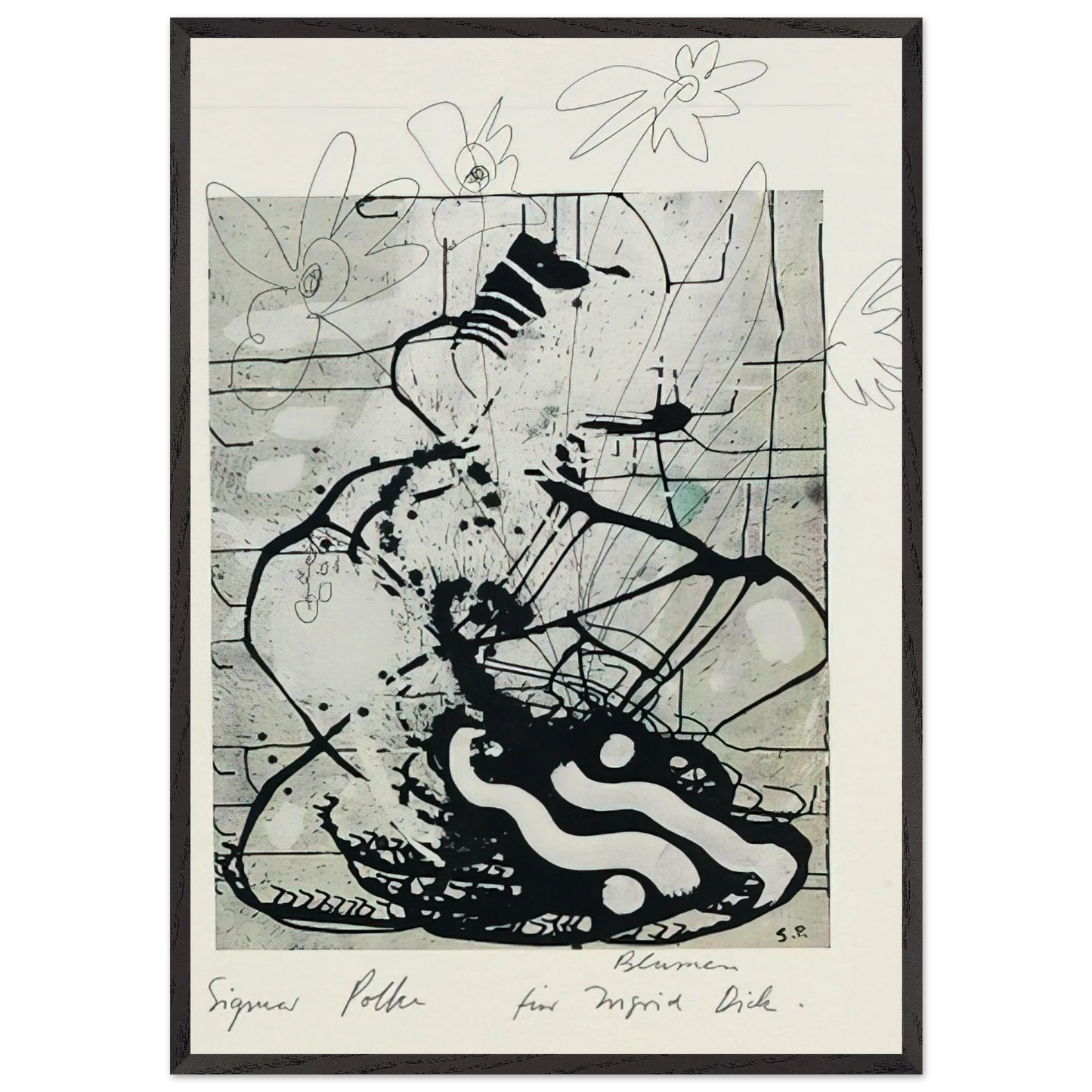 BLUMEN 1985 - Sigmar Polke 70x100 cm / 28x40 inches Framed Art Print – Black Wooden Frame