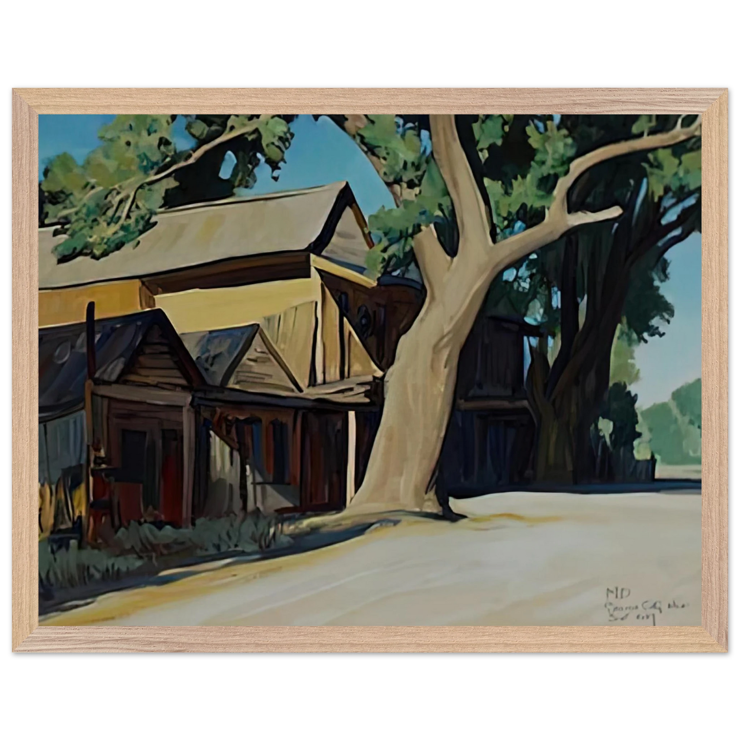 Maynard Dixon - OLD CHINATOWN CARSON CITY NEVADA 1937 Wall art - 28x43  cm / XL (11x17 inches) - Premium Wooden Framed Poster With Fine Art Paper-canvas - Wood frame
