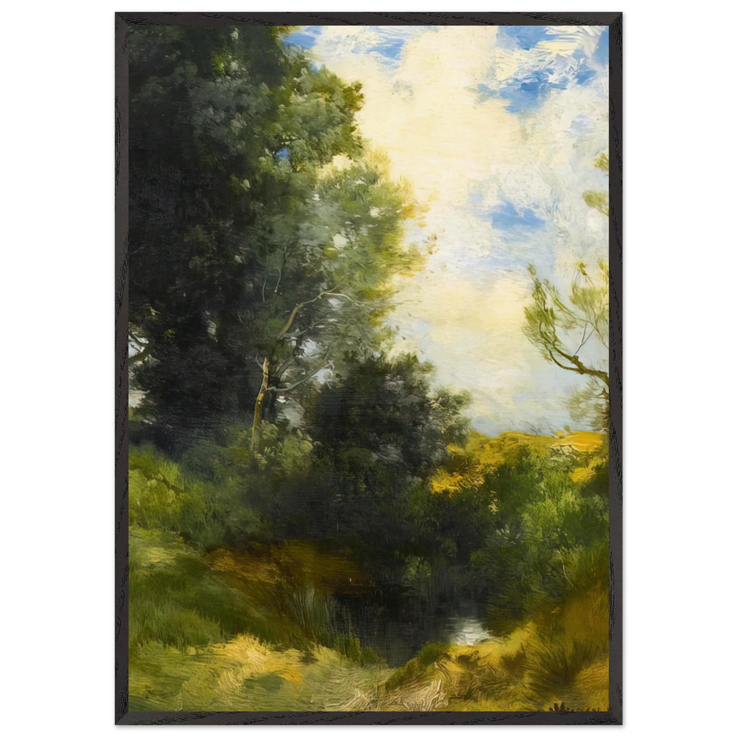 A Path Through the Woods - Thomas Moran 70x100 cm / 28x40 inches Framed Art Print – Black Wooden Frame