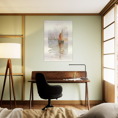 Woodboats and Dogana - Childe Hassam Brushed Aluminum Print - 70x100 cm / 28x40 inches | Childe Hassam Aluminum Print | Childe Hassam Prints