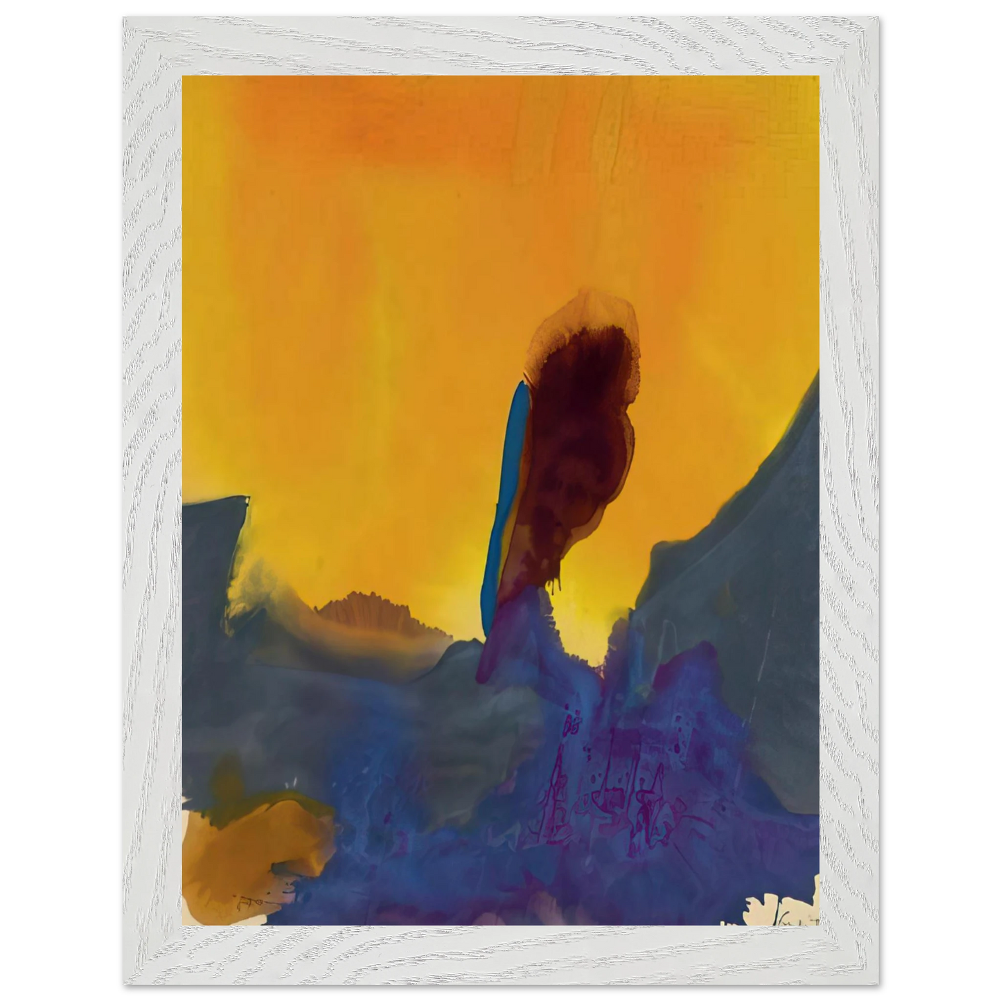 Helen Frankenthaler - Glow II - 1968 Wall art - 21x29.7 cm / 8x12" - Premium Wooden Framed Poster With Fine Art Paper-canvas - White frame