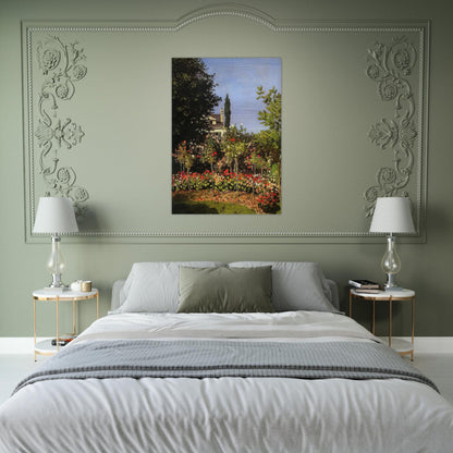 Garden in Bloom at Sainte-Addresse - claude monet Brushed Aluminum Print - 70x100 cm / 28x40 inches | claude monet Aluminum Print | claude monet Prints