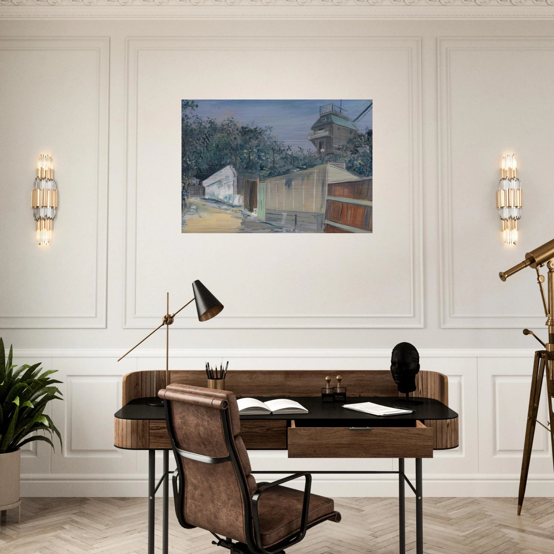 LE MOULIN DE LA GALETTE A MONTMARTRE 1915 - Maurice Utrillo Brushed Aluminum Print - 70x100 cm / 28x40 inches | Maurice Utrillo Aluminum Print | Maurice Utrillo Prints