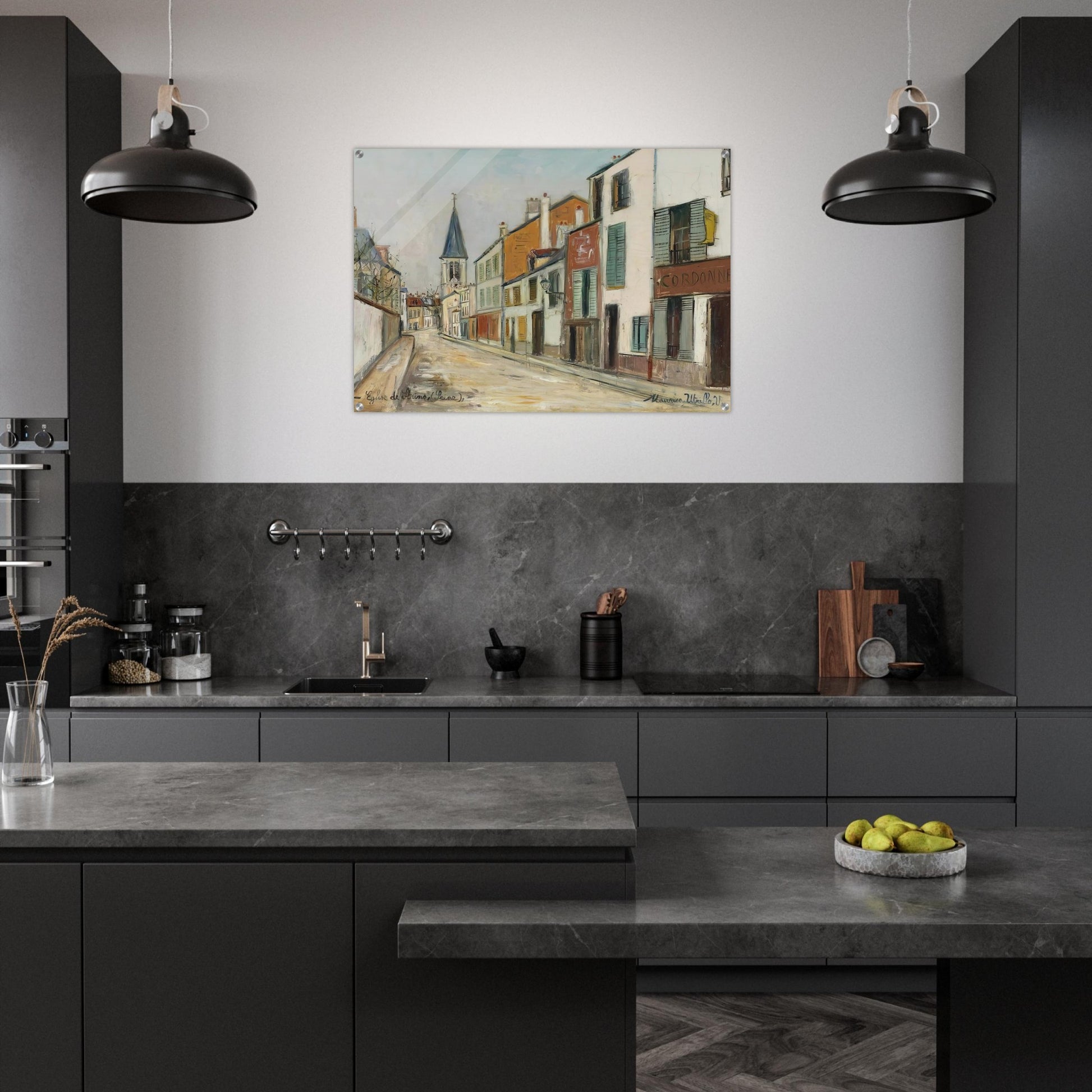RUE JEAN DURAND ET LEGLISE STAINS SEINE SAINT DENIS 1940 - Maurice Utrillo Acrylic Print - 70x100 cm / 28x40″ inches