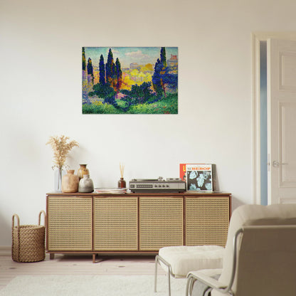 The Cypresses at Cagnes - Henri-Edmond Cross Brushed Aluminum Print - 70x100 cm / 28x40 inches | Henri-Edmond Cross Aluminum Print | Henri-Edmond Cross Prints