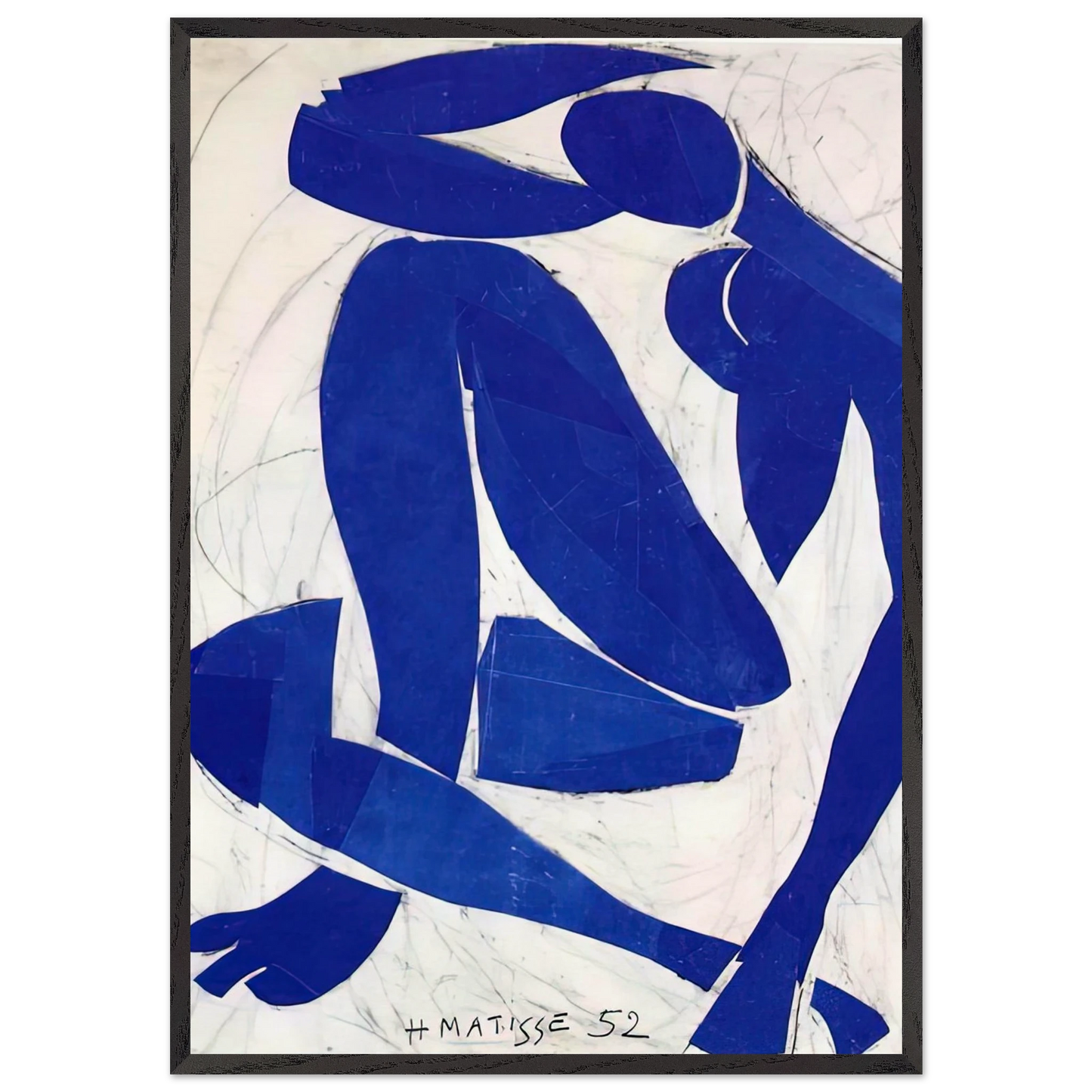 BLUE NUDE IV 1952 - Henri Matisse 70x100 cm / 28x40 inches Framed Art Print – Black Wooden Frame
