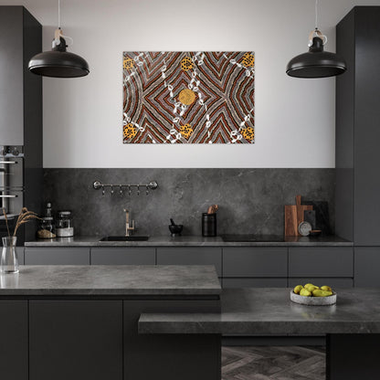 Salt Lake at Napperby - Native Art - Clifford Possum Tjapaltjarri Acrylic Print - 70x100 cm / 28x40″ inches