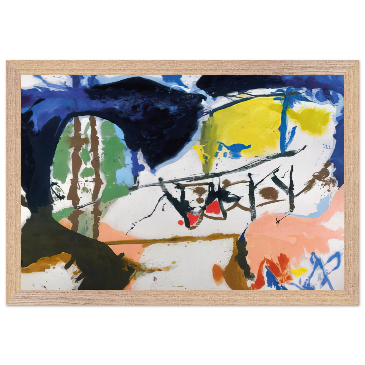 Helen Frankenthaler - Acres - 1959 Wall art - 50x70 cm / 20x28 inches - Premium Wooden Framed Poster With Fine Art Paper-canvas - Wood frame