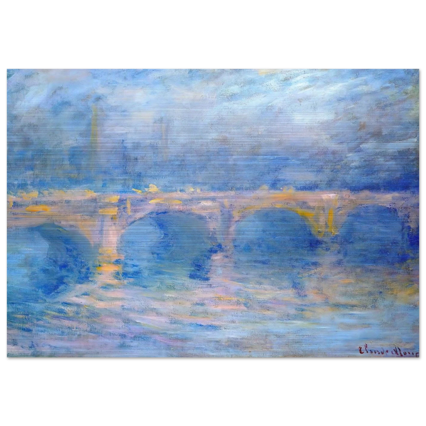 Waterloo Bridge at Sunset, Pink Effect - claude monet Brushed Aluminum Print - 70x100 cm / 28x40 inches | claude monet Aluminum Print | claude monet Prints