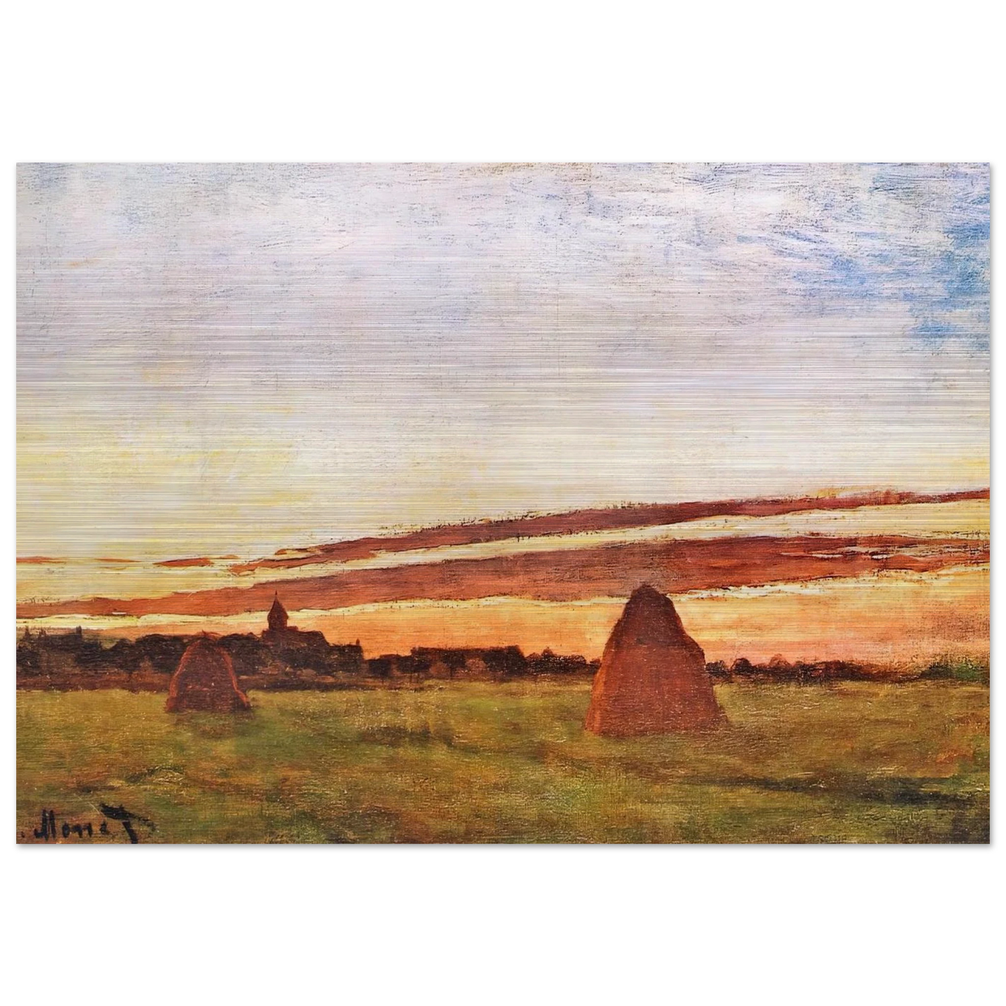 Haystacks at Chailly - claude monet Brushed Aluminum Print - 70x100 cm / 28x40 inches | claude monet Aluminum Print | claude monet Prints