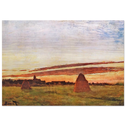 Haystacks at Chailly - claude monet Brushed Aluminum Print - 70x100 cm / 28x40 inches | claude monet Aluminum Print | claude monet Prints