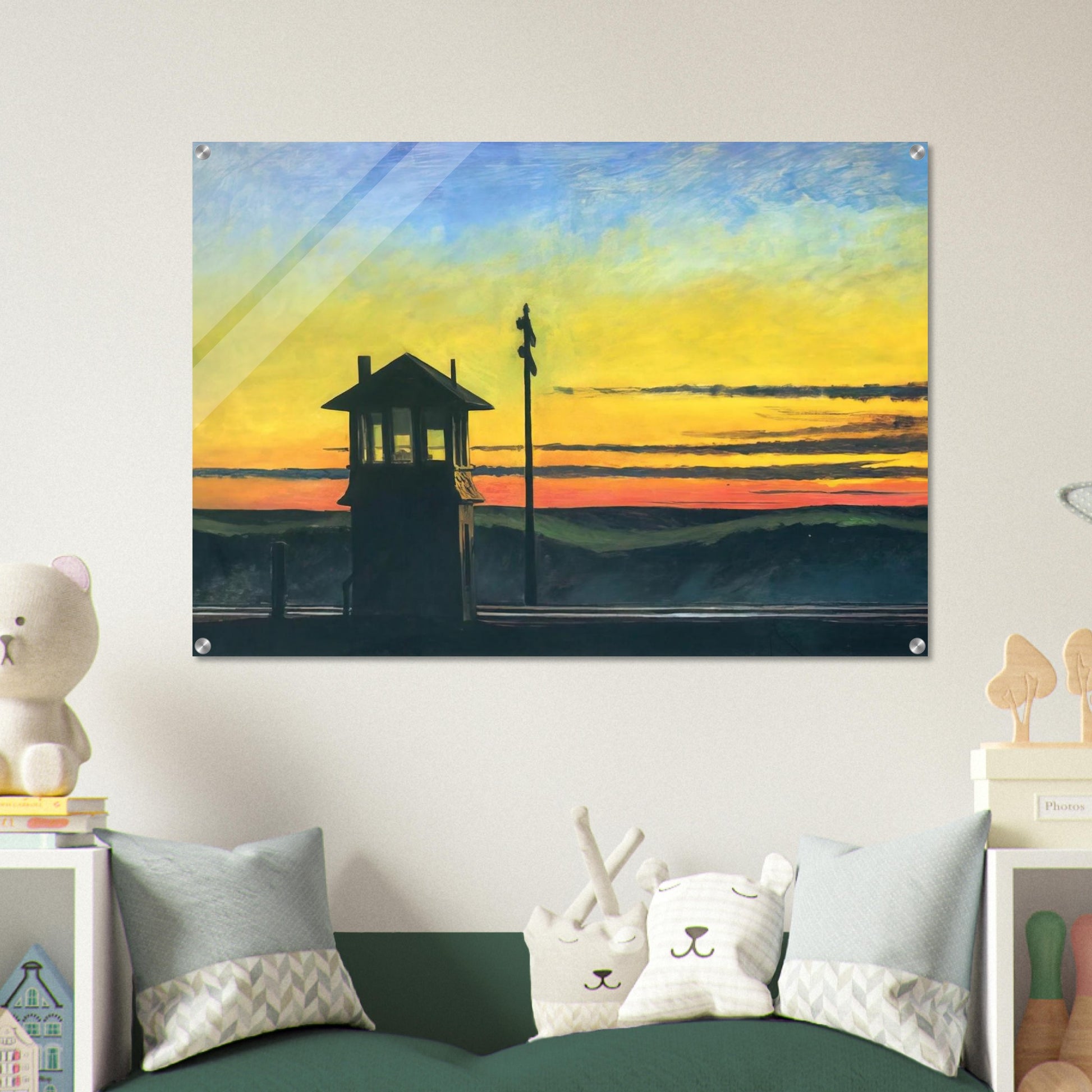 Railroad Sunset - Edward Hopper Acrylic Print - 70x100 cm / 28x40″ inches | Edward Hopper Wall Art | Edward Hopper Prints