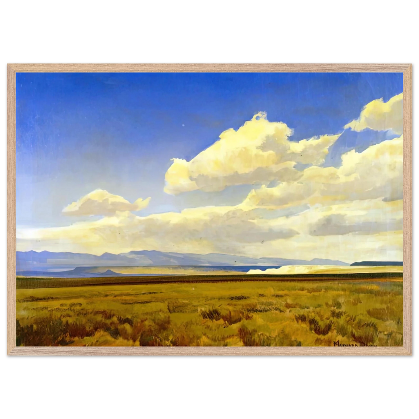 Maynard Dixon - WIND OF WYOMING 1936 Wall art - 21x29.7 cm / 8x12" - Premium Wooden Framed Poster With Fine Art Paper-canvas - White frame