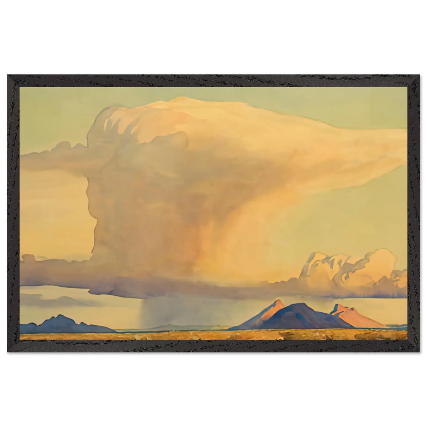 Maynard Dixon - DROUGHT AND DOWNPOUR 1944 Wall art - 21x29.7 cm / 8x12" - Premium Wooden Framed Poster With Fine Art Paper - White frame