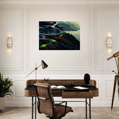 Ocean Paradise - Eyvind Earle Brushed Aluminum Print - 70x100 cm / 28x40 inches | Eyvind Earle Aluminum Print | Eyvind Earle Prints