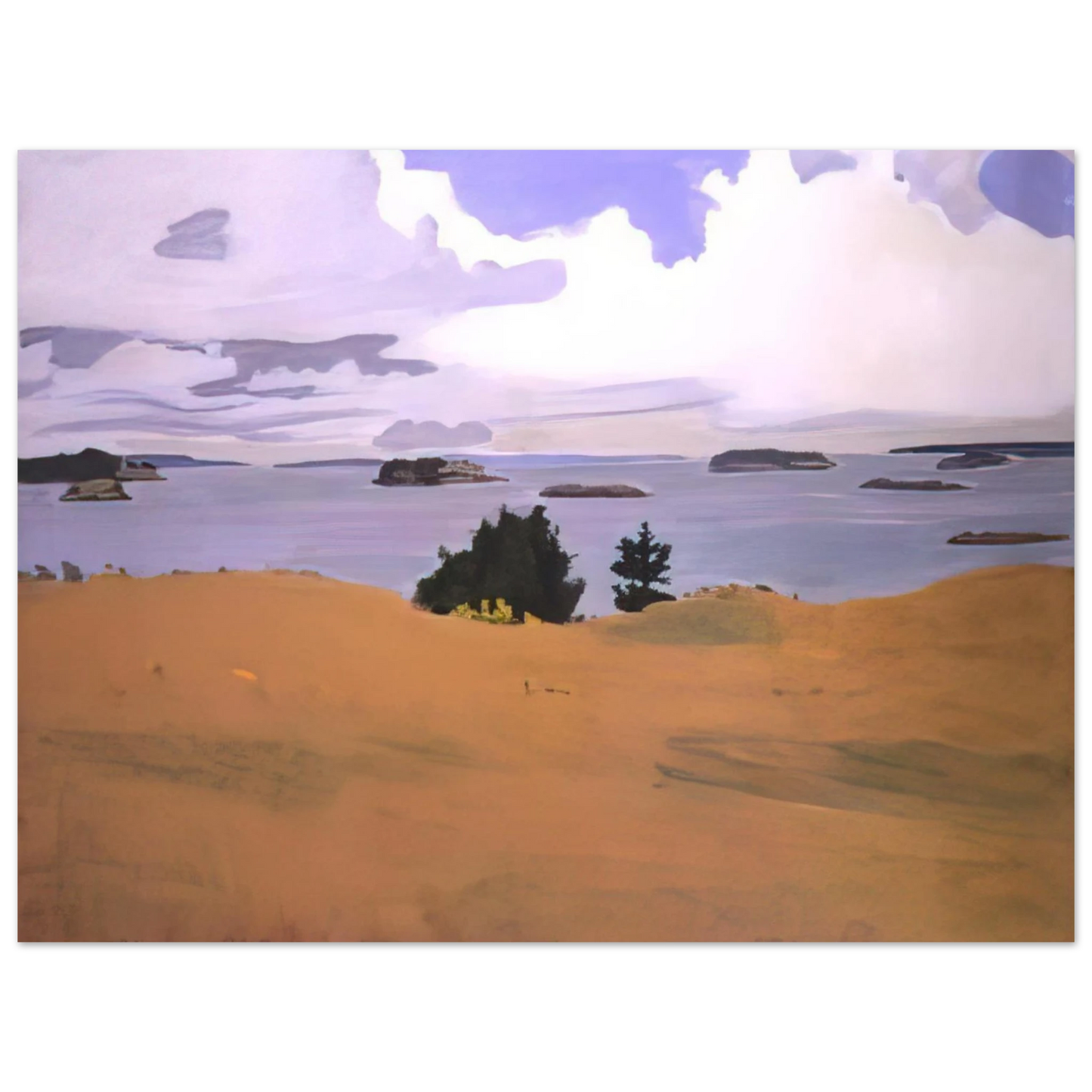 Fairfield Porter - PENOBSCOT BAY WITH YELLOW FIELD 1968  75x100 cm / 30x40inches Fine Art Poster