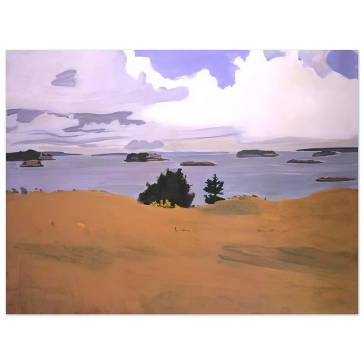 Fairfield Porter - PENOBSCOT BAY WITH YELLOW FIELD 1968  75x100 cm / 30x40inches Fine Art Poster