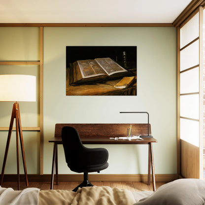 Still Life with Bible - Vincent van Gogh Brushed Aluminum Print - 70x100 cm / 28x40 inches | Vincent van Gogh Aluminum Print | Vincent van Gogh Prints