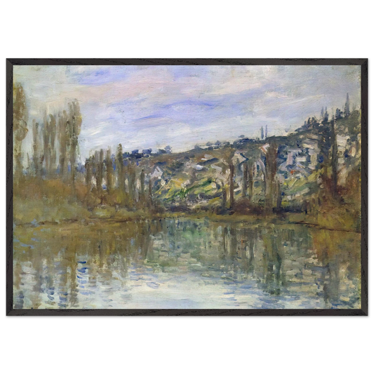 The Seine near Vetheuil - claude monet 70x100 cm / 28x40 inches Framed Art Print – Black Wooden Frame