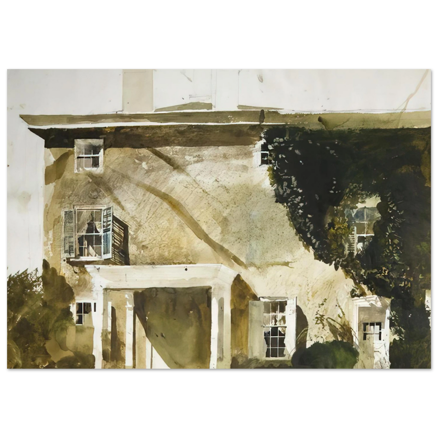 Andrew Wyeth - THE HATTON HOUSE 1967 Wall Art - 30x40 cm / 12x16 inches - Premium Wooden Framed Poster With Fine Art Paper-canvas - Black frame