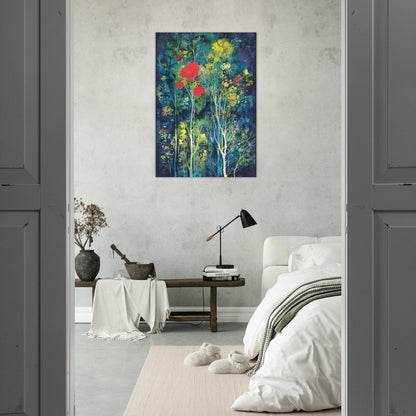 Poppies and Flowers - Eyvind Earle Brushed Aluminum Print - 70x100 cm / 28x40 inches | Eyvind Earle Aluminum Print | Eyvind Earle Prints