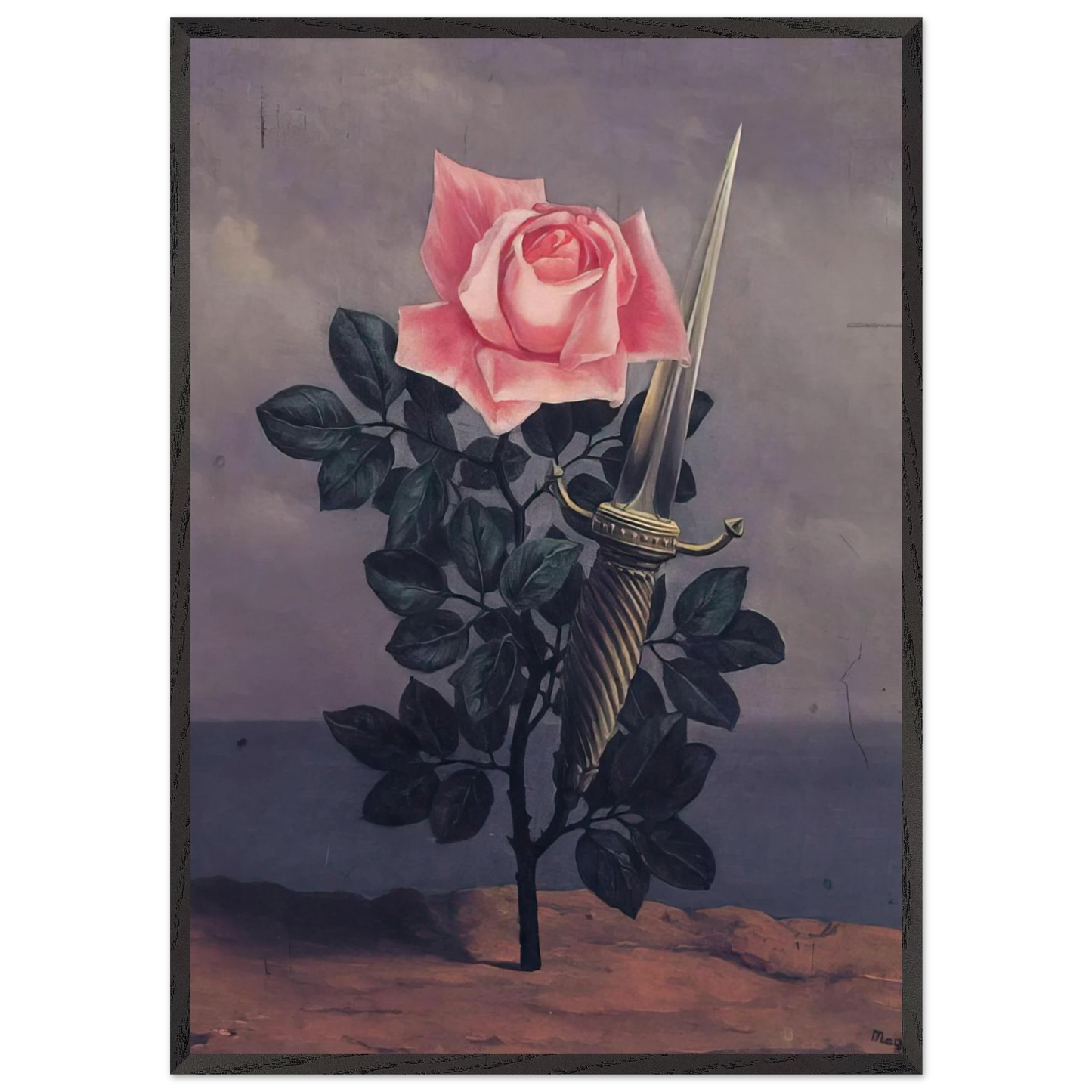 THE BLOW TO THE HEART 1952 - Rene Magritte 70x100 cm / 28x40 inches Framed Art Print – Black Wooden Frame