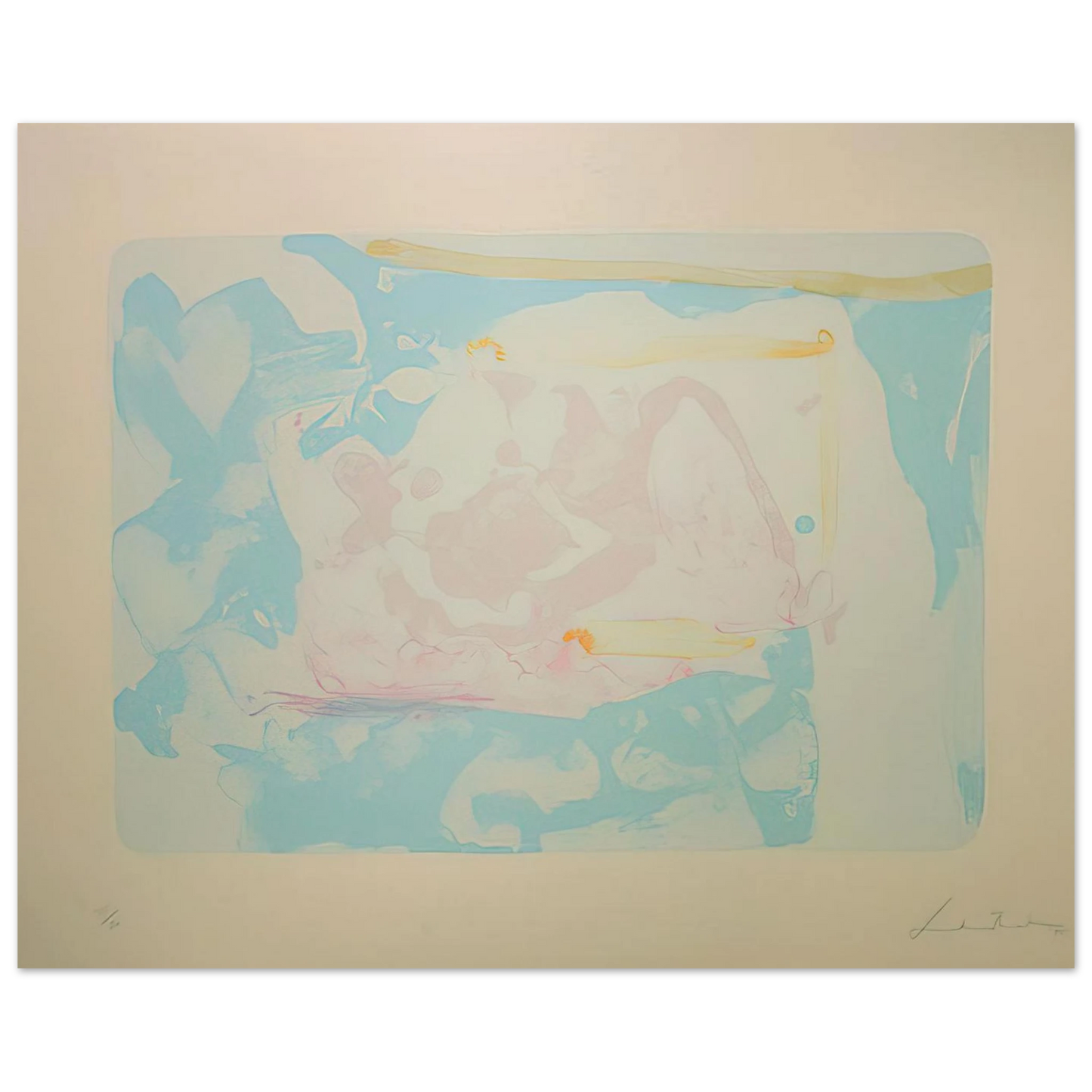 Helen Frankenthaler - Reflections III - 1995 Wall art - 40x50 cm / 16x20 inches - Premium Wooden Framed Poster With Fine Art Paper-canvas - Black frame