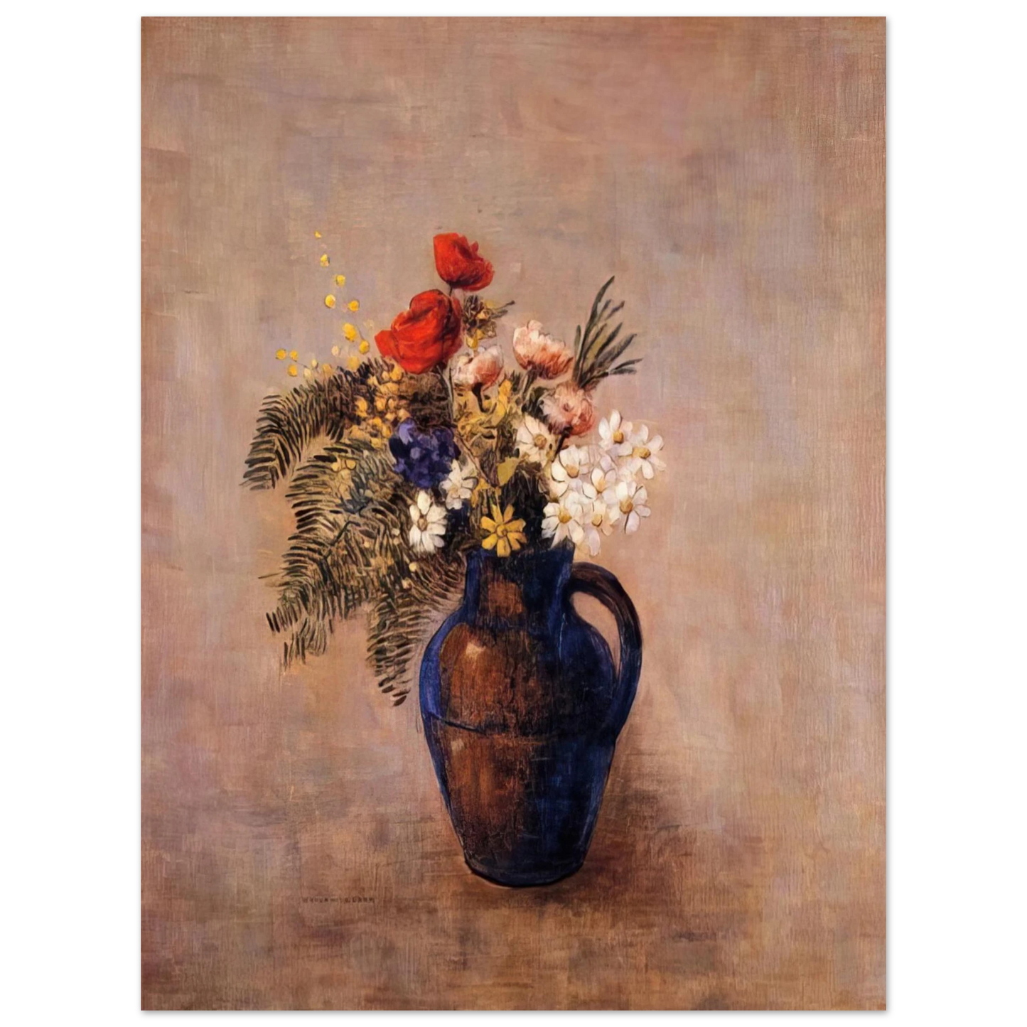 Odilon Redon - BOUQUET OF FLOWERS IN A BLUE VASE  75x100 cm / 30x40inches Fine Art Poster