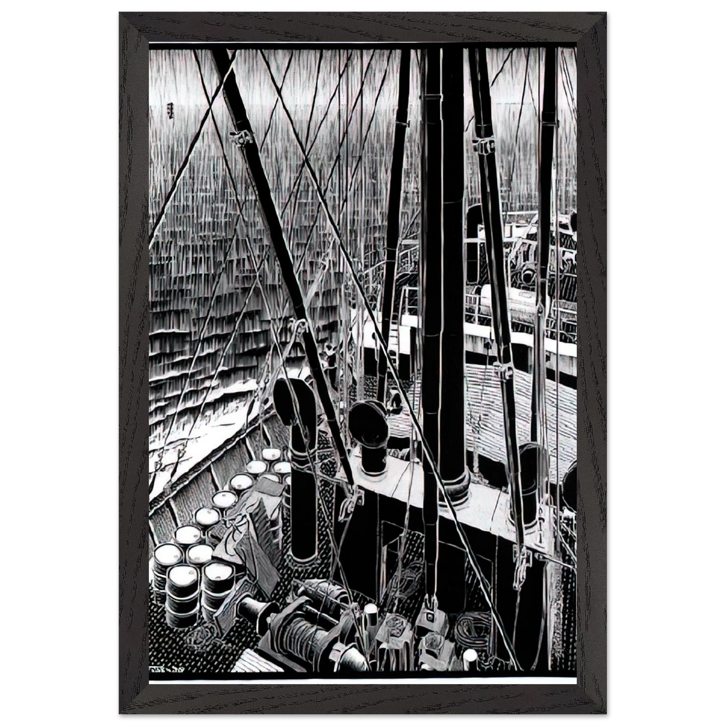 MC Escher - FREIGHTER SEPTEMBER 1936 1936 Wall Art - 60x80 cm / 24x32 inches - Premium Wooden Framed Poster With Fine Art Paper-canvas - Black frame