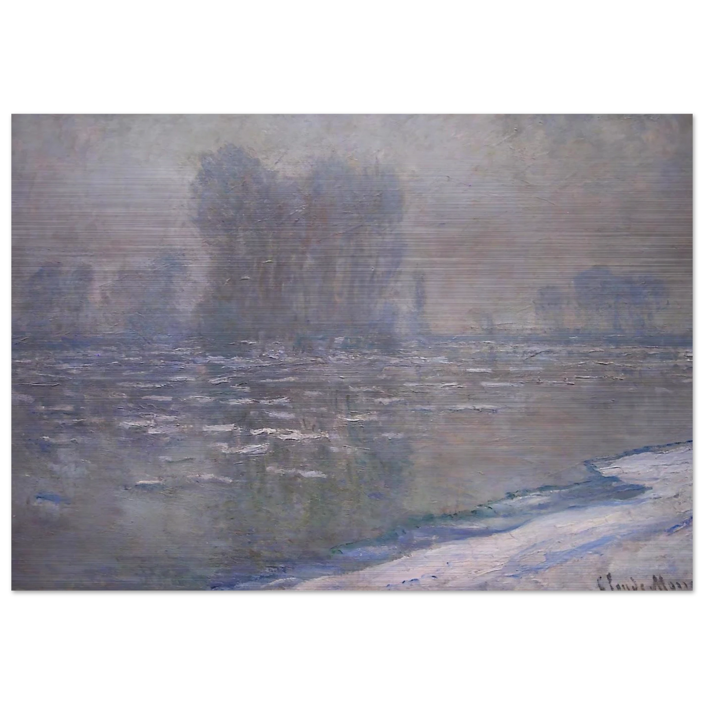 Ice Floes, Misty Morning - claude monet Brushed Aluminum Print - 70x100 cm / 28x40 inches | claude monet Aluminum Print | claude monet Prints