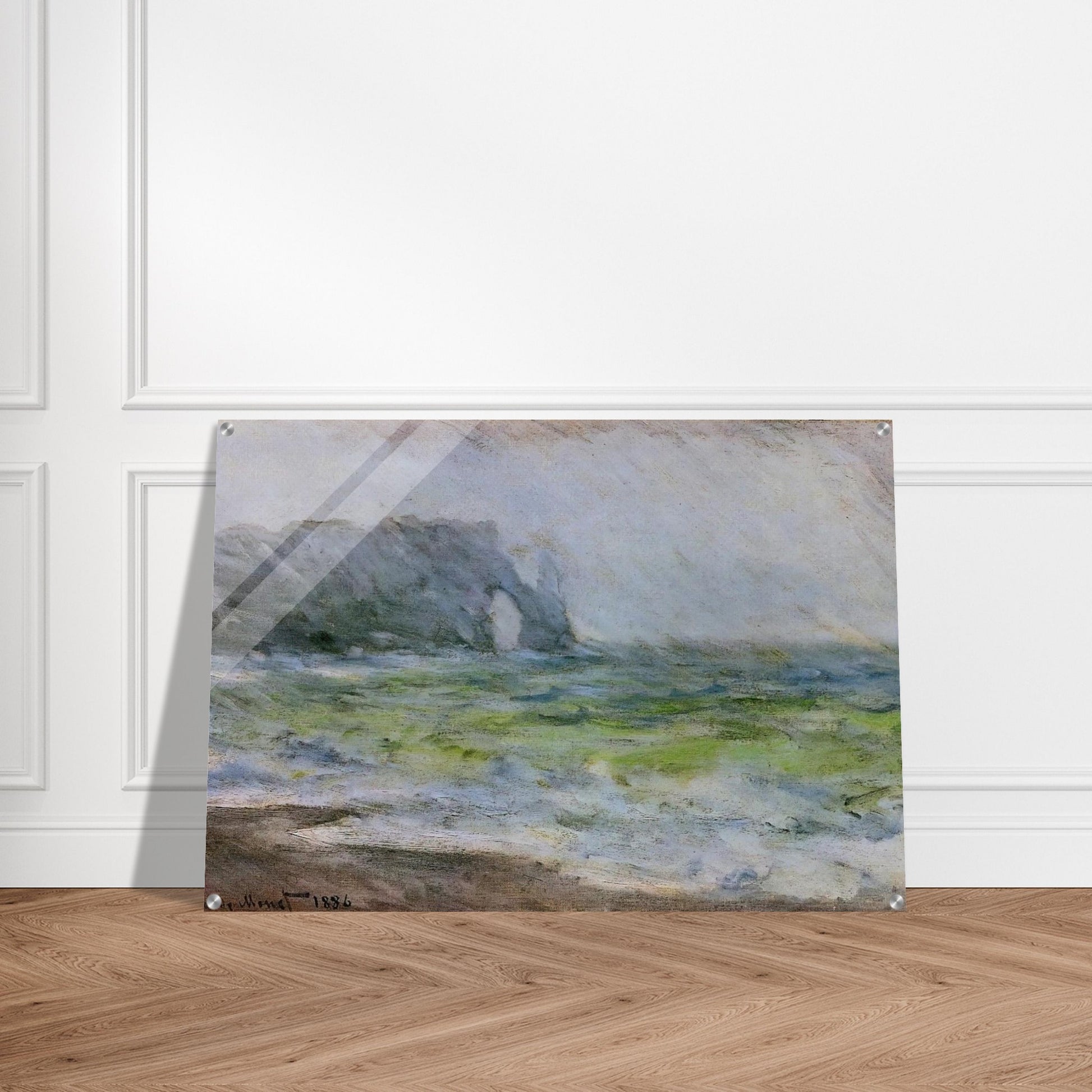 The Manneport, Etretat in the Rain - claude monet Acrylic Print - 70x100 cm / 28x40″ inches