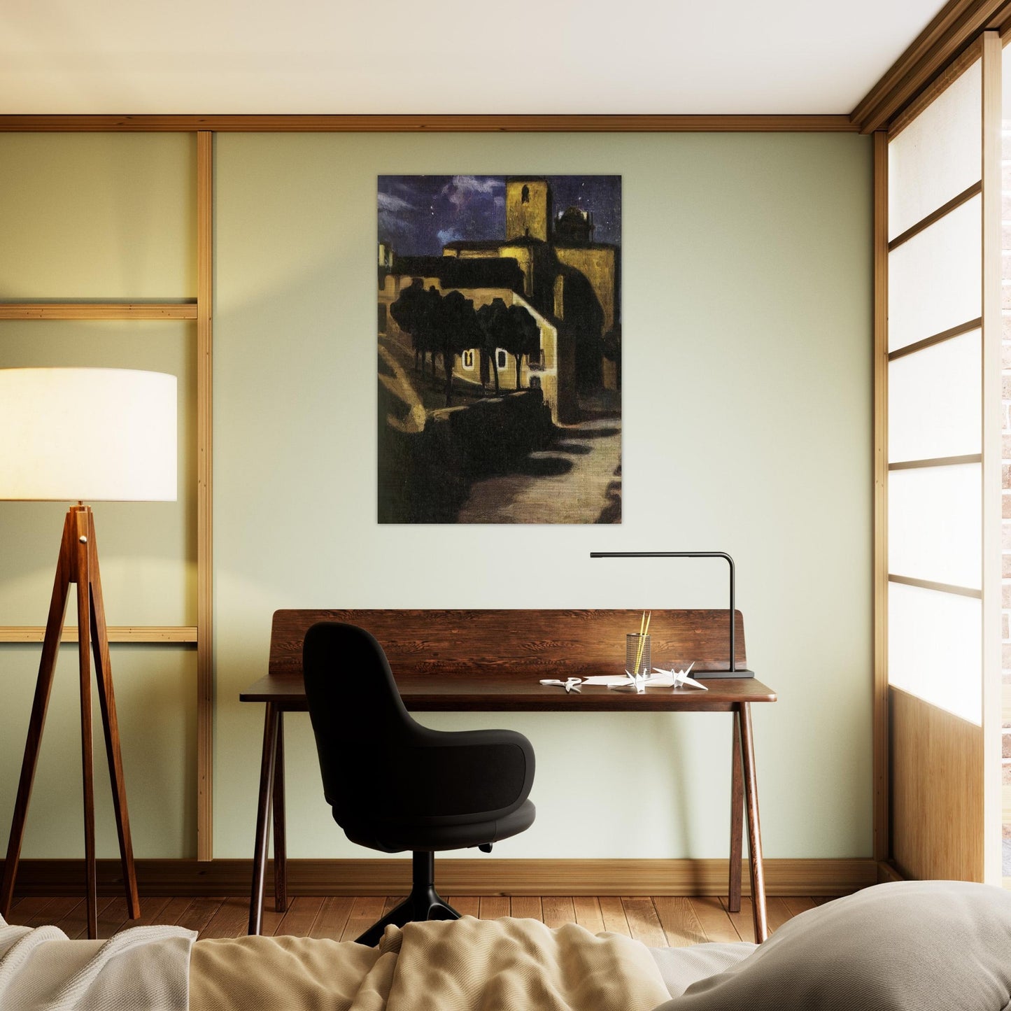 NIGHT SCENE IN AVILA 1907 - Diego Rivera Brushed Aluminum Print - 70x100 cm / 28x40 inches | Diego Rivera Aluminum Print | Diego Rivera Prints