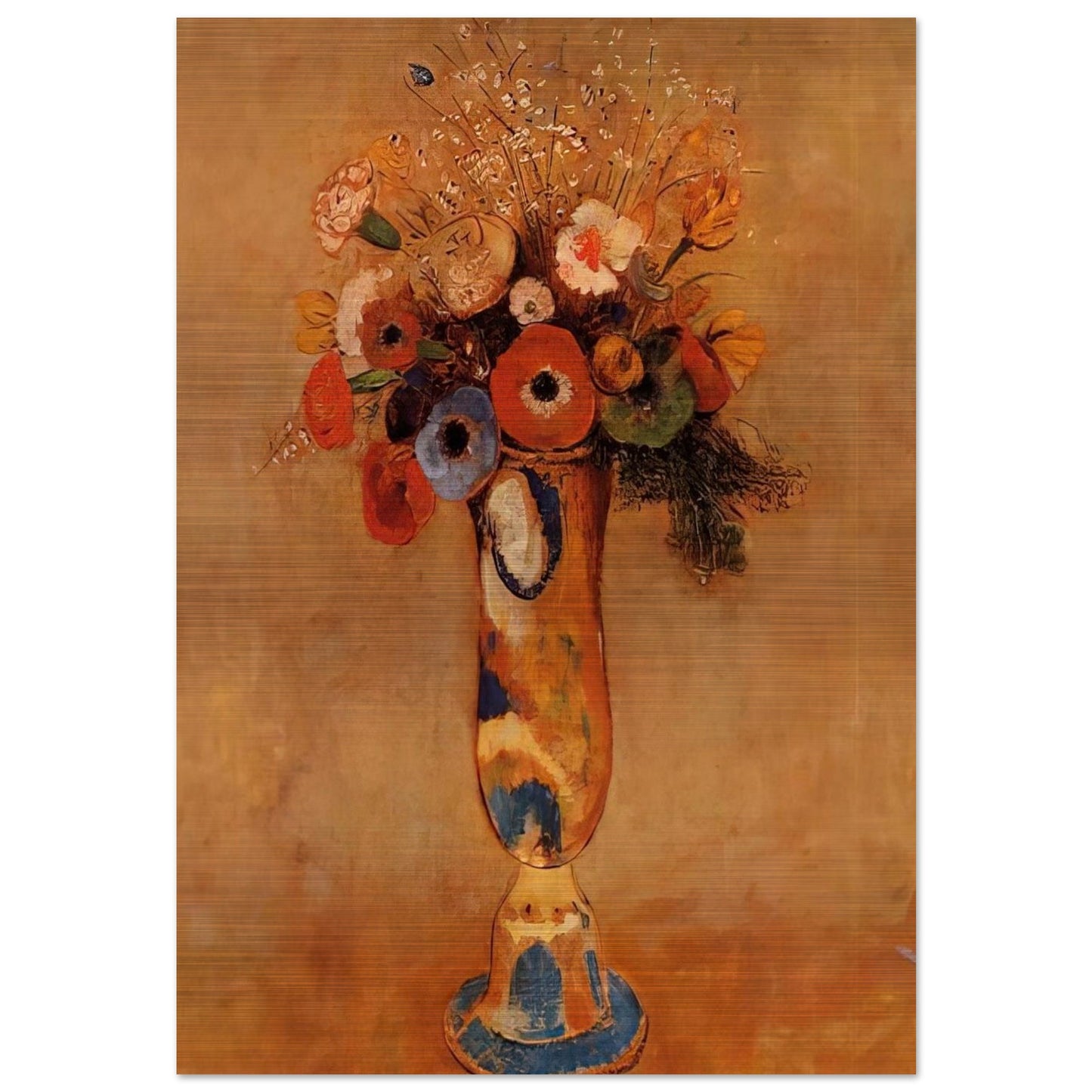 WILDFLOWERS IN A LONG NECKED VASE - Odilon Redon Brushed Aluminum Print - 70x100 cm / 28x40 inches | Odilon Redon Aluminum Print | Odilon Redon Prints