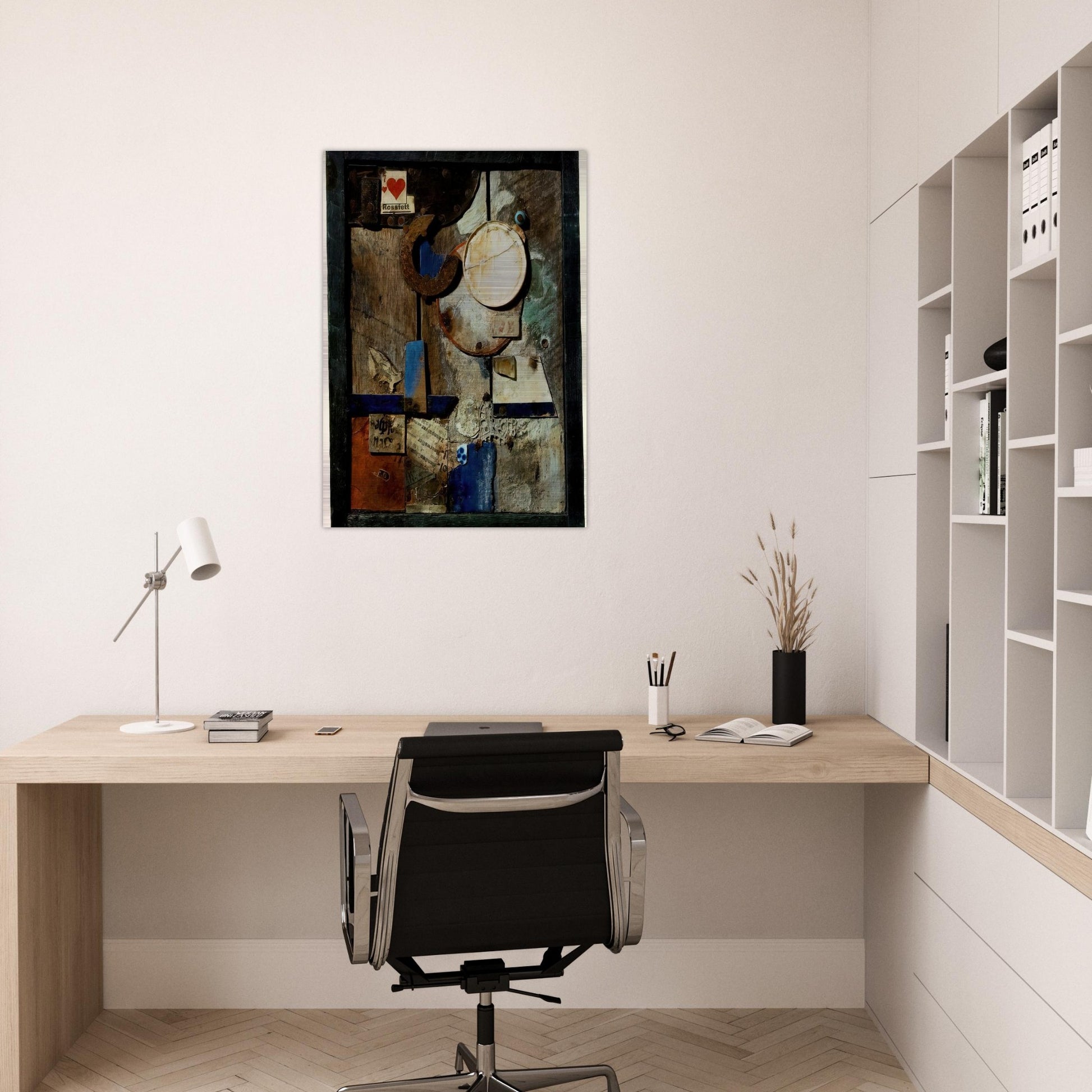 MERZBILD ROSSFETT 1919 - Kurt Schwitters Brushed Aluminum Print - 70x100 cm / 28x40 inches | Kurt Schwitters Aluminum Print | Kurt Schwitters Prints