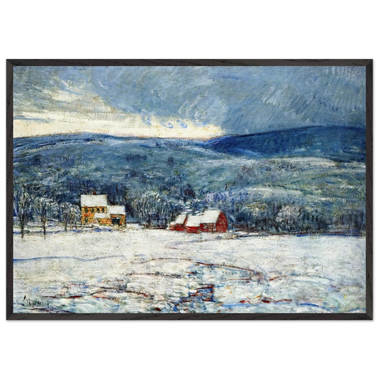 Winter in the Connecticut Hills - Childe Hassam 70x100 cm / 28x40 inches Framed Art Print – Black Wooden Frame