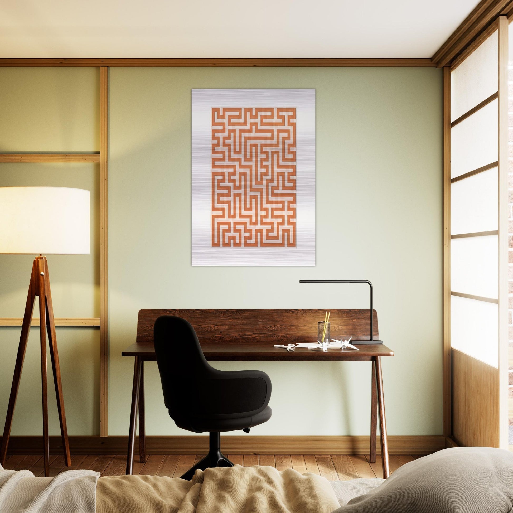 RED MEANDER II 1971 - Anni Albers Brushed Aluminum Print - 70x100 cm / 28x40 inches | Anni Albers Aluminum Print | Anni Albers Prints